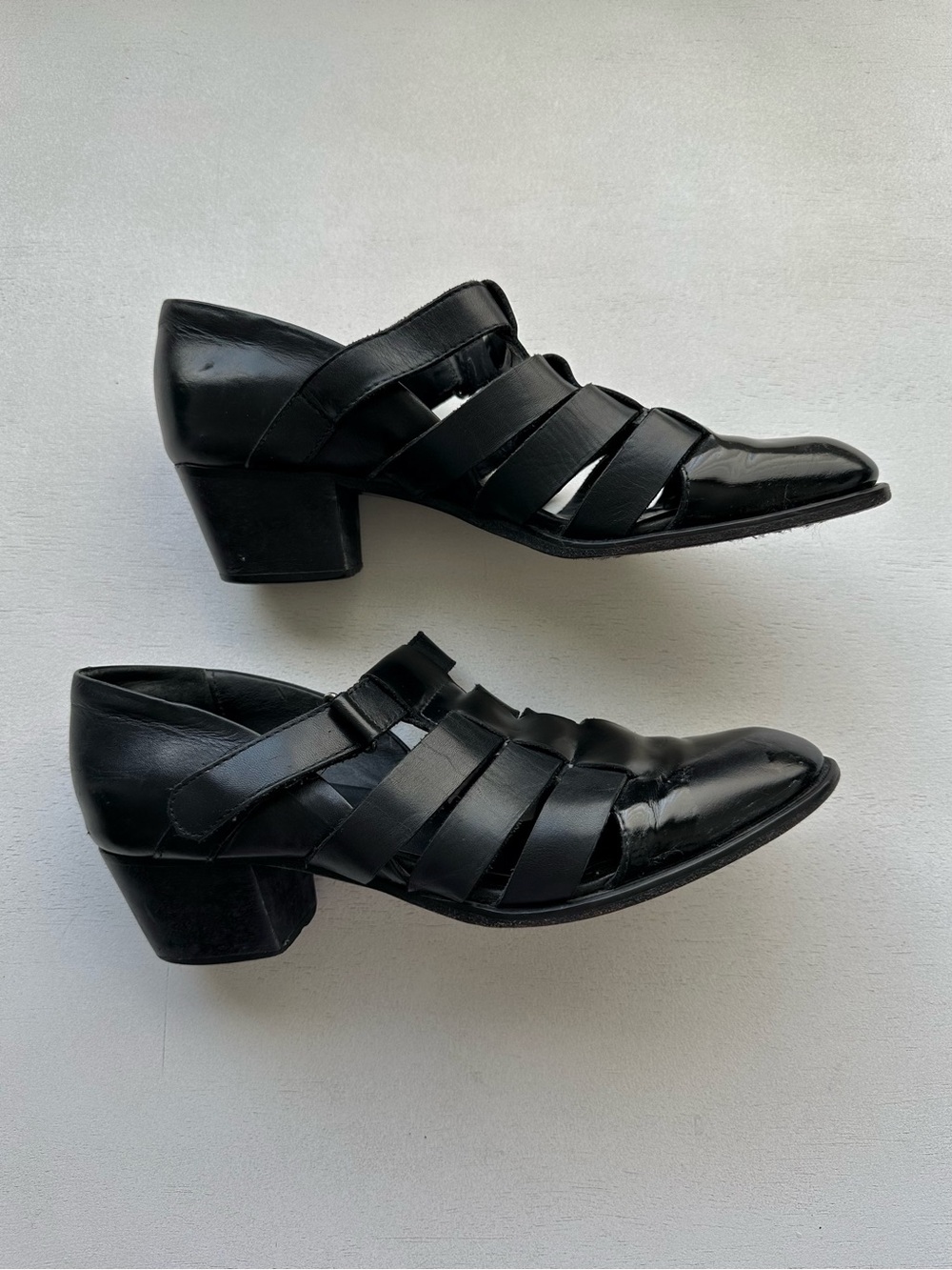 Rachel comey archival black leather cage strap fisherman sandal heel women’s 7.5